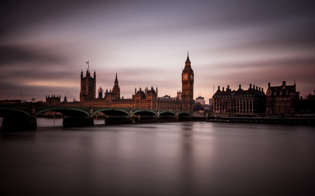 Large building clock tower river free wallpaper - medium preview image