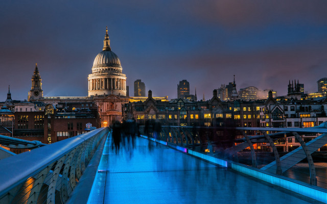City skyline bridge building night #3 free wallpaper - medium preview image