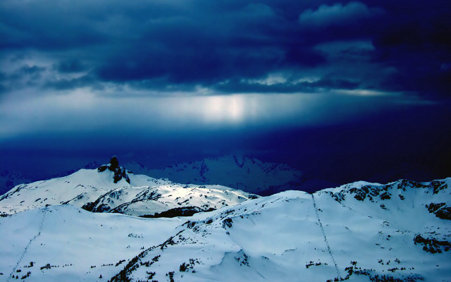 Snowy mountain cloudy sky sunset free wallpaper - medium preview image
