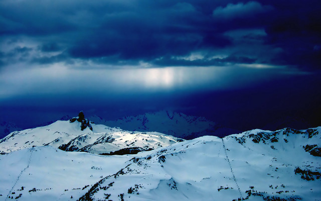 Snowy mountain sunset cloudy sky free wallpaper - medium preview image
