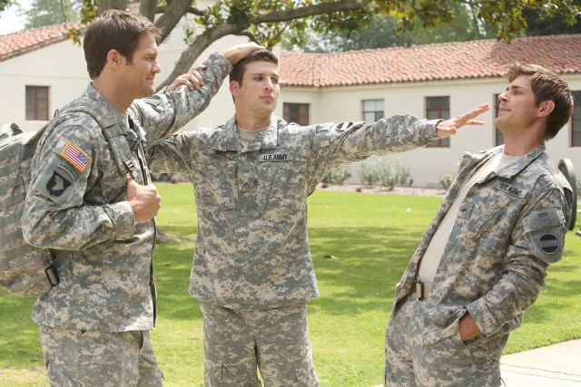 Three men uniform park pointing free wallpaper - medium preview image