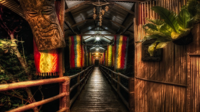 Wooden walkway fence door flag free wallpaper - medium preview image