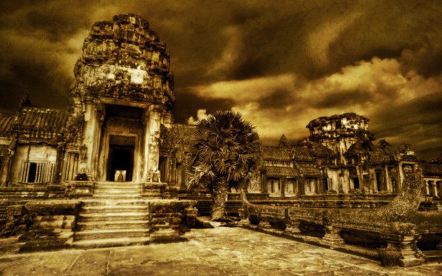 Large building tower staircase cloudy free wallpaper - medium preview image