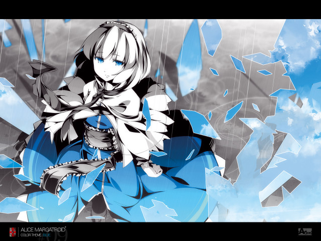 Anime blue outfit white hair free wallpaper - medium preview image