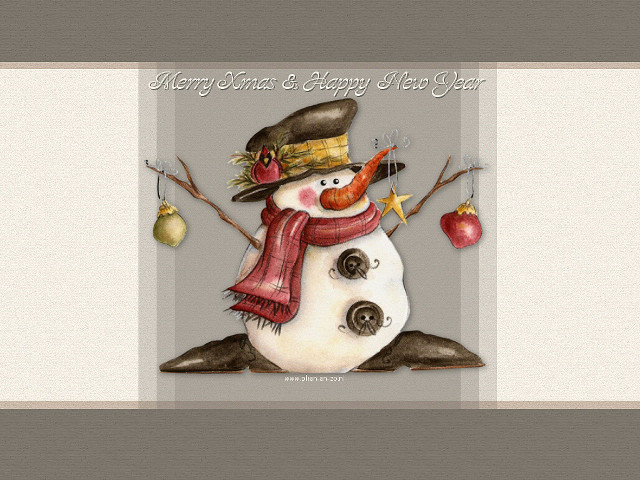 Snowman hat scarf carrot star free wallpaper - medium preview image