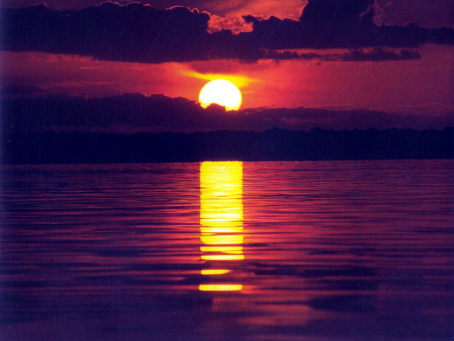 Sunset over water boat clouds #2 free wallpaper - medium preview image