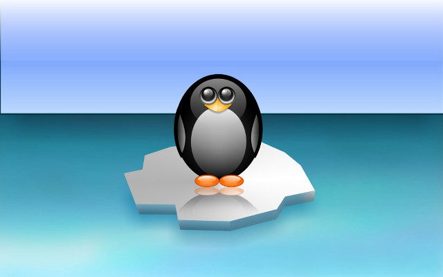 Penguin icefloe ocean blue sky #2 free wallpaper - medium preview image