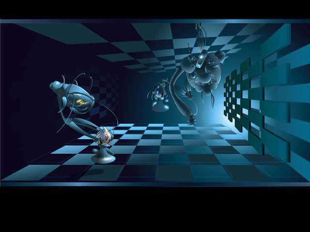 Cartoon character playing chess checkered free wallpaper - medium preview image