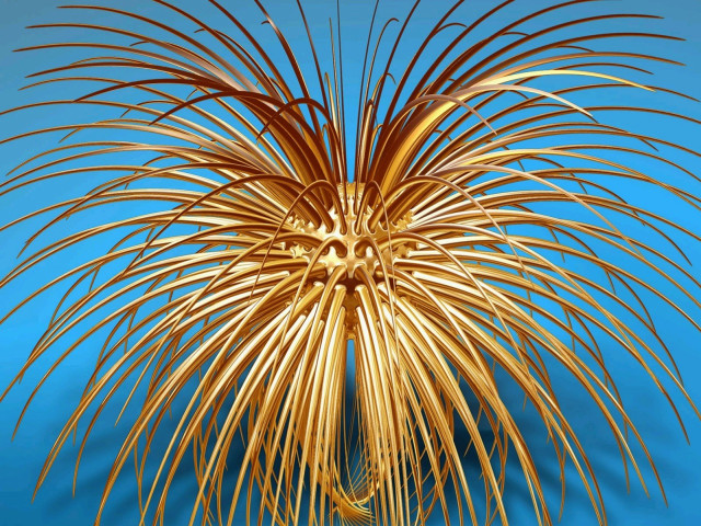 Golden sculpture flower blue background #4 free wallpaper - medium preview image