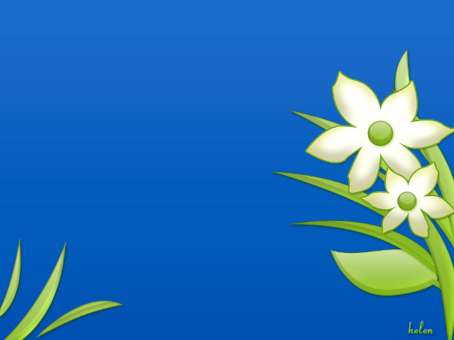 White flower green leaves blue free wallpaper - medium preview image