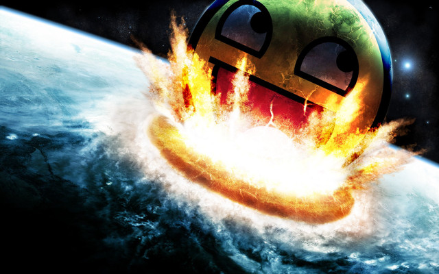 Cartoon fireball face planet sky free wallpaper - medium preview image
