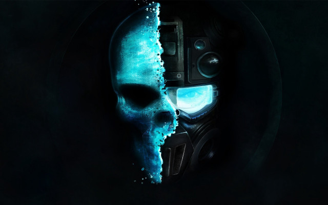 Skull blue light black background #2 free wallpaper - medium preview image