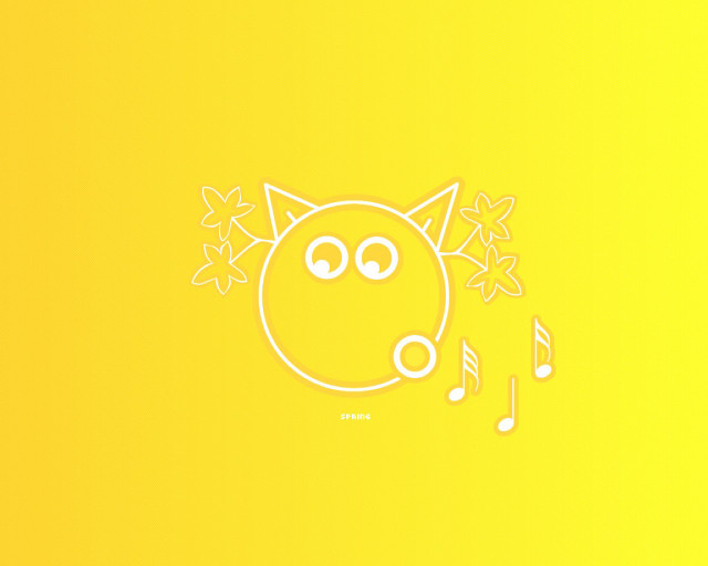 Yellow background cat music notes free wallpaper - medium preview image
