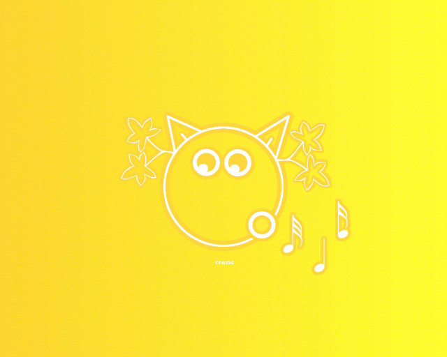 Yellow cat music notes ears free wallpaper - medium preview image
