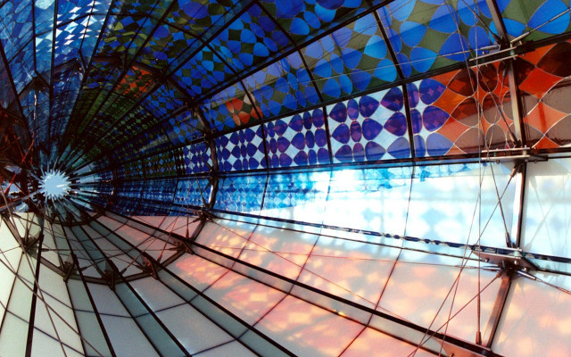 Colorful glass wall circles dots free wallpaper - medium preview image