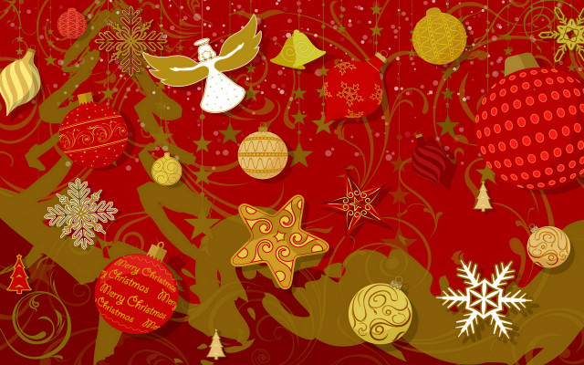 Christmas tree ornaments bird red free wallpaper - medium preview image