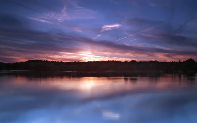 Lake sunset clouds sky forest #2 free wallpaper - medium preview image
