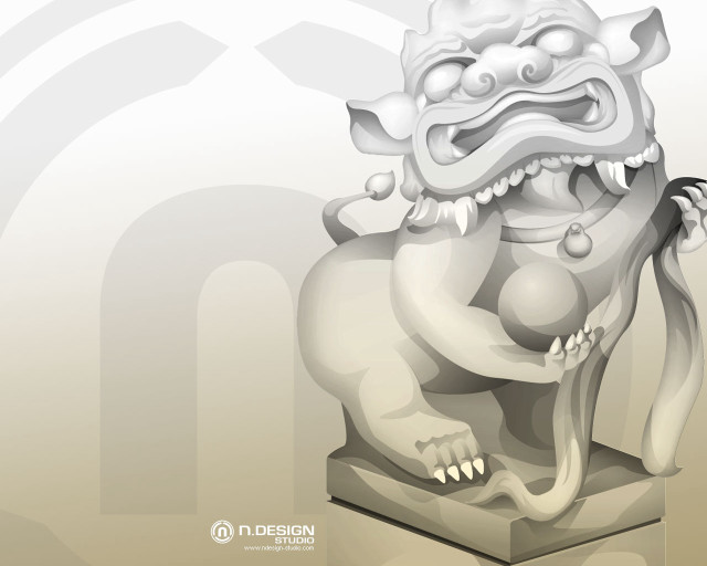Lion statue large head tail free wallpaper - medium preview image