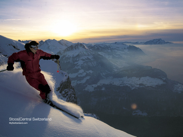 Person red snow suit skiing free wallpaper - medium preview image