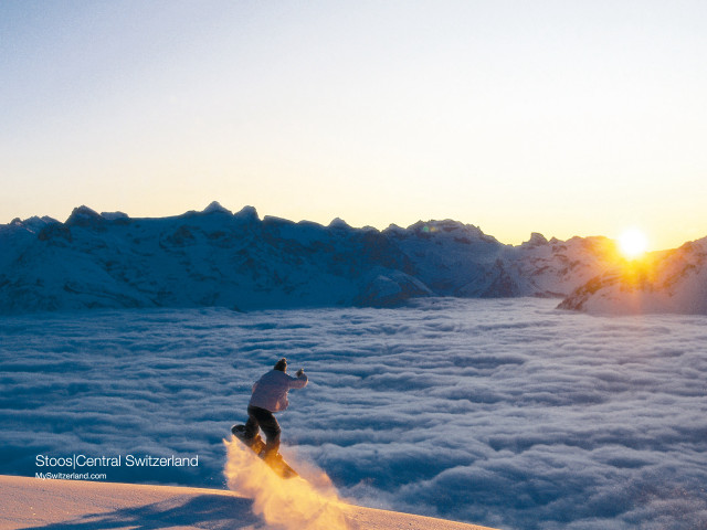 Snowboarder air clouds mountains sunset #3 free wallpaper - medium preview image