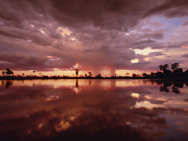 Sunset lake clouds trees background free wallpaper - medium preview image