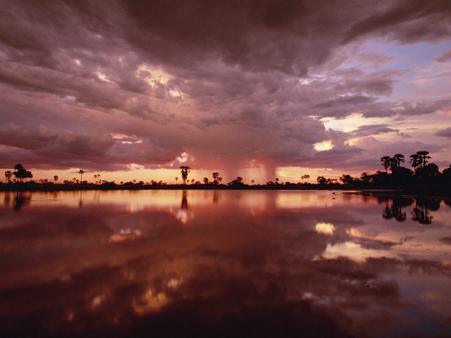 Sunset lake clouds trees background #2 free wallpaper - medium preview image