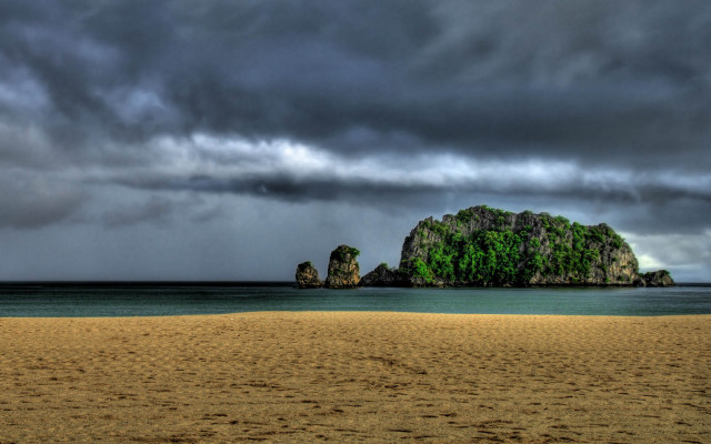 Beach rock formation cloudy sky #2 free wallpaper - medium preview image