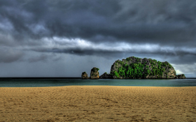 Beach rock formation cloudy sky #7 free wallpaper - medium preview image