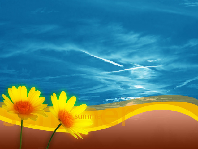 Yellow flowers vase table blue #5 free wallpaper - medium preview image