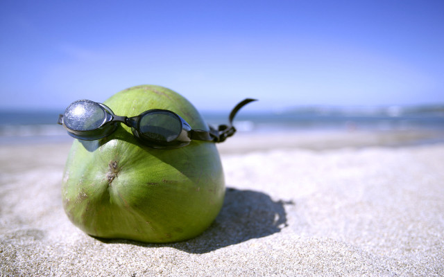 Green apple sunglasses sand beach #4 free wallpaper - medium preview image