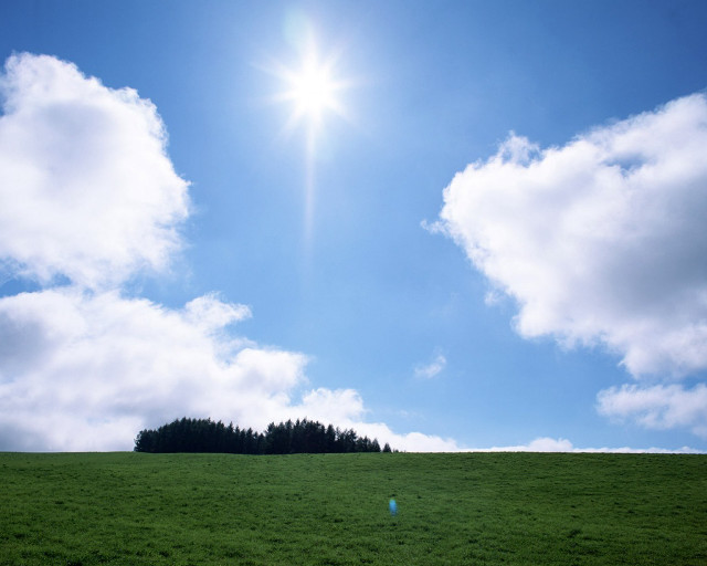 Green field blue sky clouds #62 free wallpaper - medium preview image
