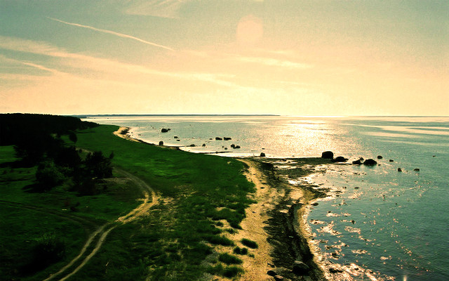 Bascove beach hill water rocks free wallpaper - medium preview image