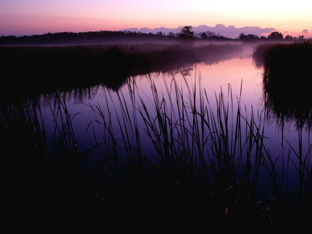 Lake sunset reeds clouds mountain free wallpaper - medium preview image