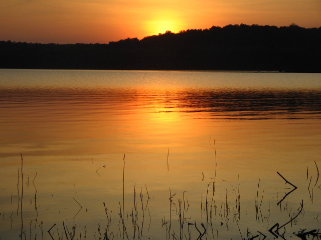 Sunset lake boat trees background #2 free wallpaper - medium preview image