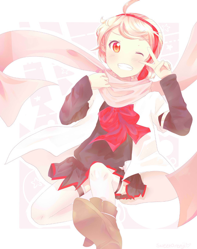 Red dress pink scarf manga free wallpaper - medium preview image