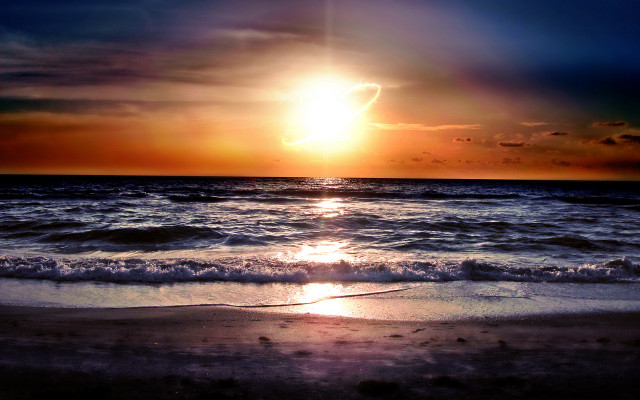 Sunset ocean wave shore sky #3 free wallpaper - medium preview image