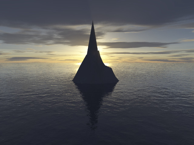 Tall tower ocean sunset reflection free wallpaper - medium preview image