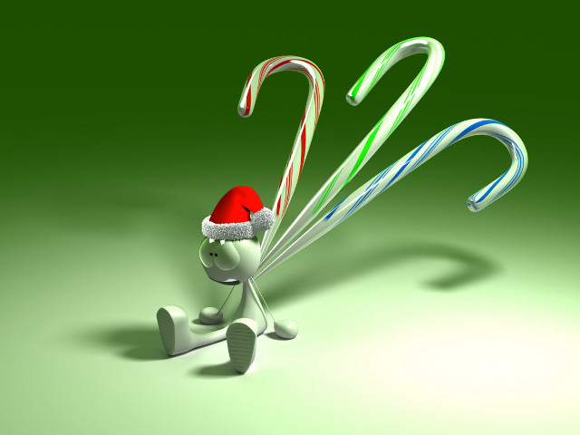 3d character candycanes santahat green free wallpaper - medium preview image