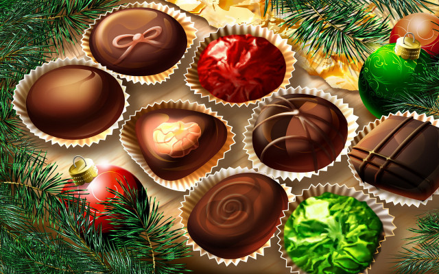 Chocolates table christmas tree wine free wallpaper - medium preview image