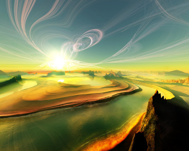 Landscape river mountains sun bright #3 free wallpaper - medium preview image