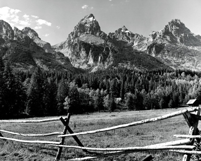 Wooden fence field mountains trees #2 free wallpaper - medium preview image