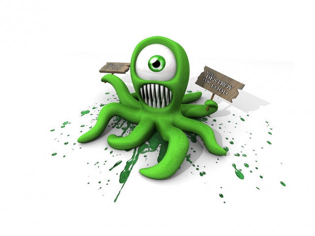 Green cartoon character sign toothbrush #2 free wallpaper - medium preview image