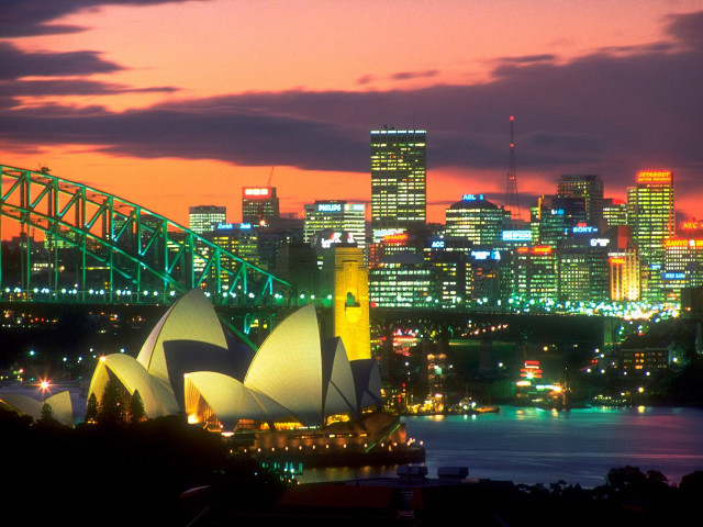 City skyline bridge large building free wallpaper - medium preview image