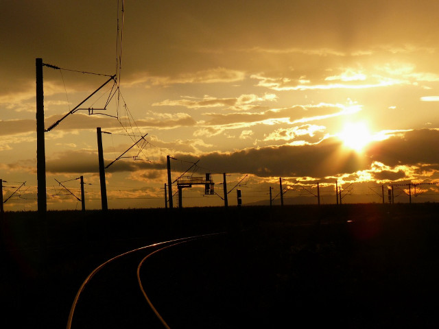 Train track sunset clouds sky #3 free wallpaper - medium preview image