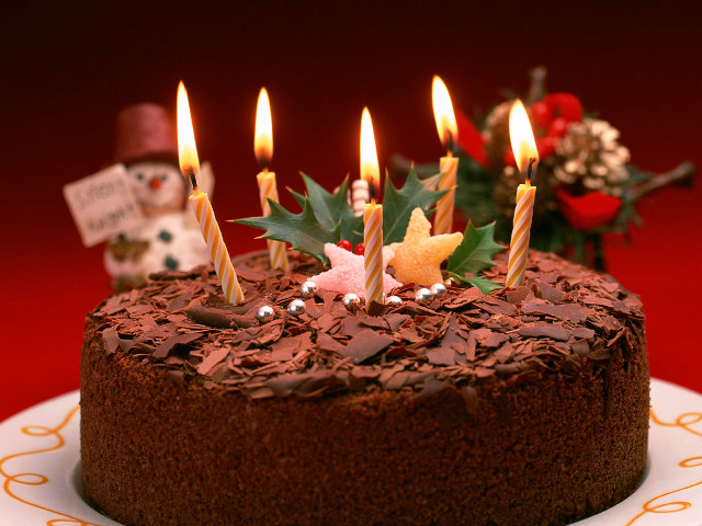 Chocolate cake candles red background free wallpaper - medium preview image