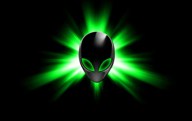 Green alien head glowing eyes free wallpaper - medium preview image