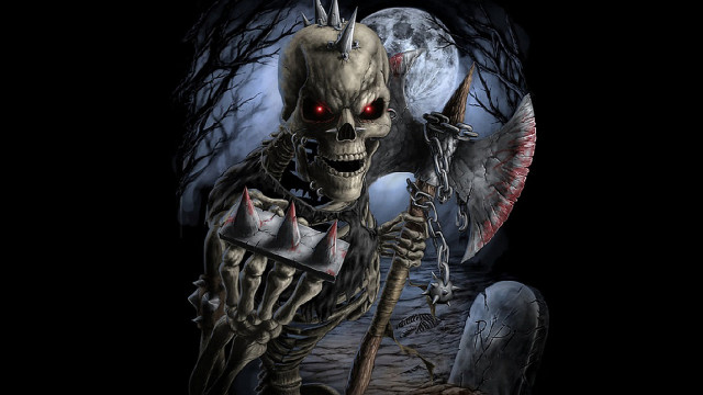 Skeleton knife scab head holding free wallpaper - medium preview image