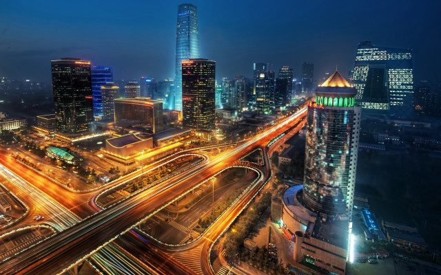 City night traffic lights streets free wallpaper - medium preview image