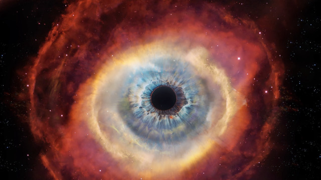 Large eyeball space stars black free wallpaper - medium preview image