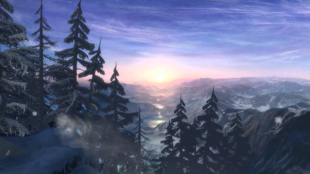 Mountain landscape lake trees sunset free wallpaper - medium preview image